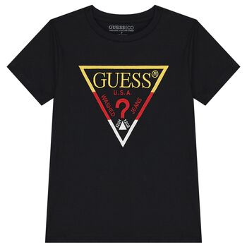 Guess Boys Black Logo T-Shirt, 3 Boys Black Logo T-Shirt