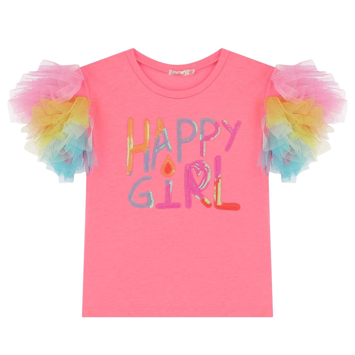 Girls Pink Logo Ruffled Top, 1, hi-res image number null
