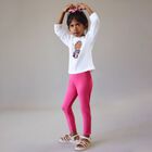 Girls Pink Logo Leggings, 2, hi-res