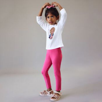 Girls Pink Logo Leggings