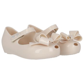 Girls Beige Bow Jelly Shoes