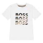 Younger Boys White Logo T-Shirt, 1, hi-res