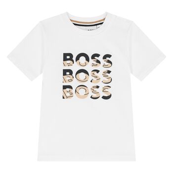 Younger Boys White Logo T-Shirt