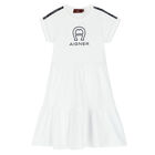 Girls White Logo Dress, 1, hi-res