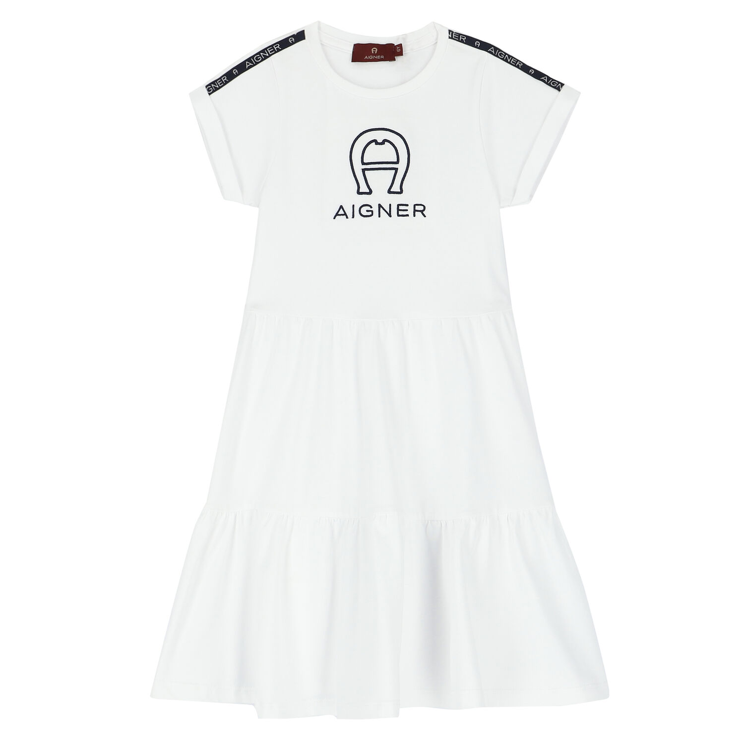 Girls White Logo Dress, 1, hi-res image number null