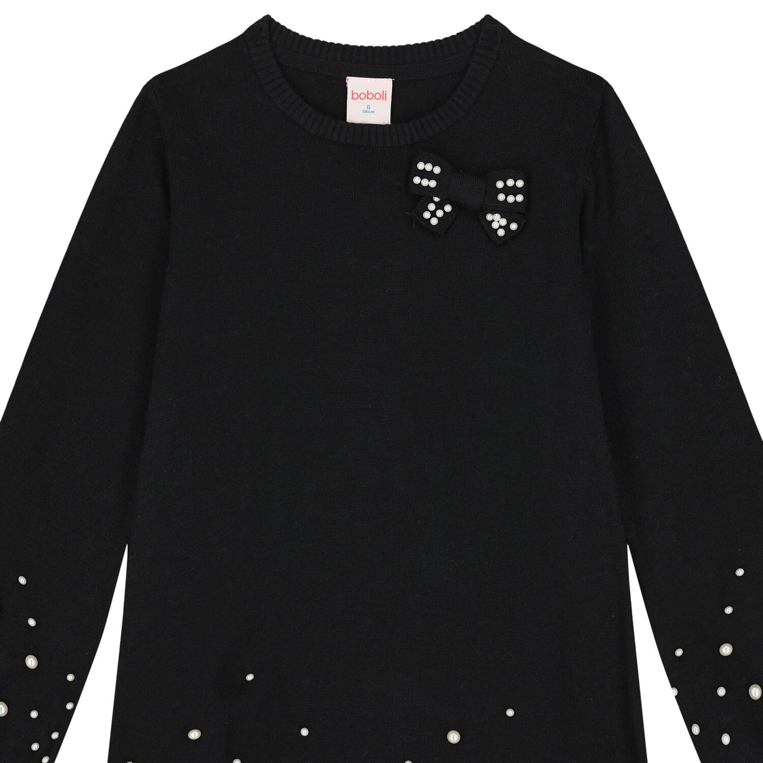 Girls Black Embellished Jumper Dress, 1, hi-res image number null