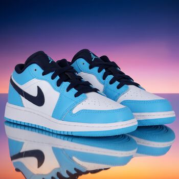 Blue & White Air Jordan 1 Low Trainers