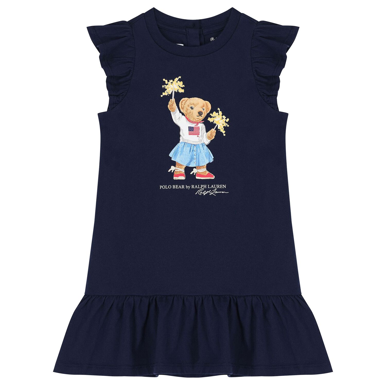 Baby Girls Navy Blue Polo Bear Dress Set, 1, hi-res