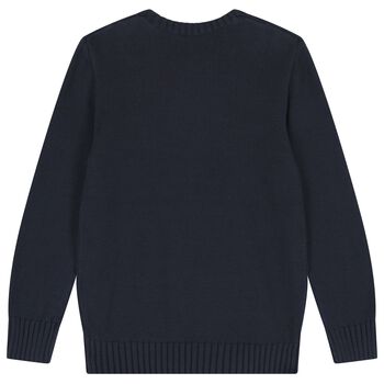 Boys Navy Blue Polo Bear Logo Knitted Sweatshirt