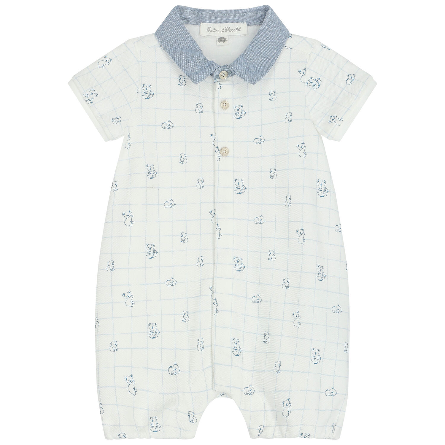 Baby Boys White Koala Polo Romper, 1, hi-res