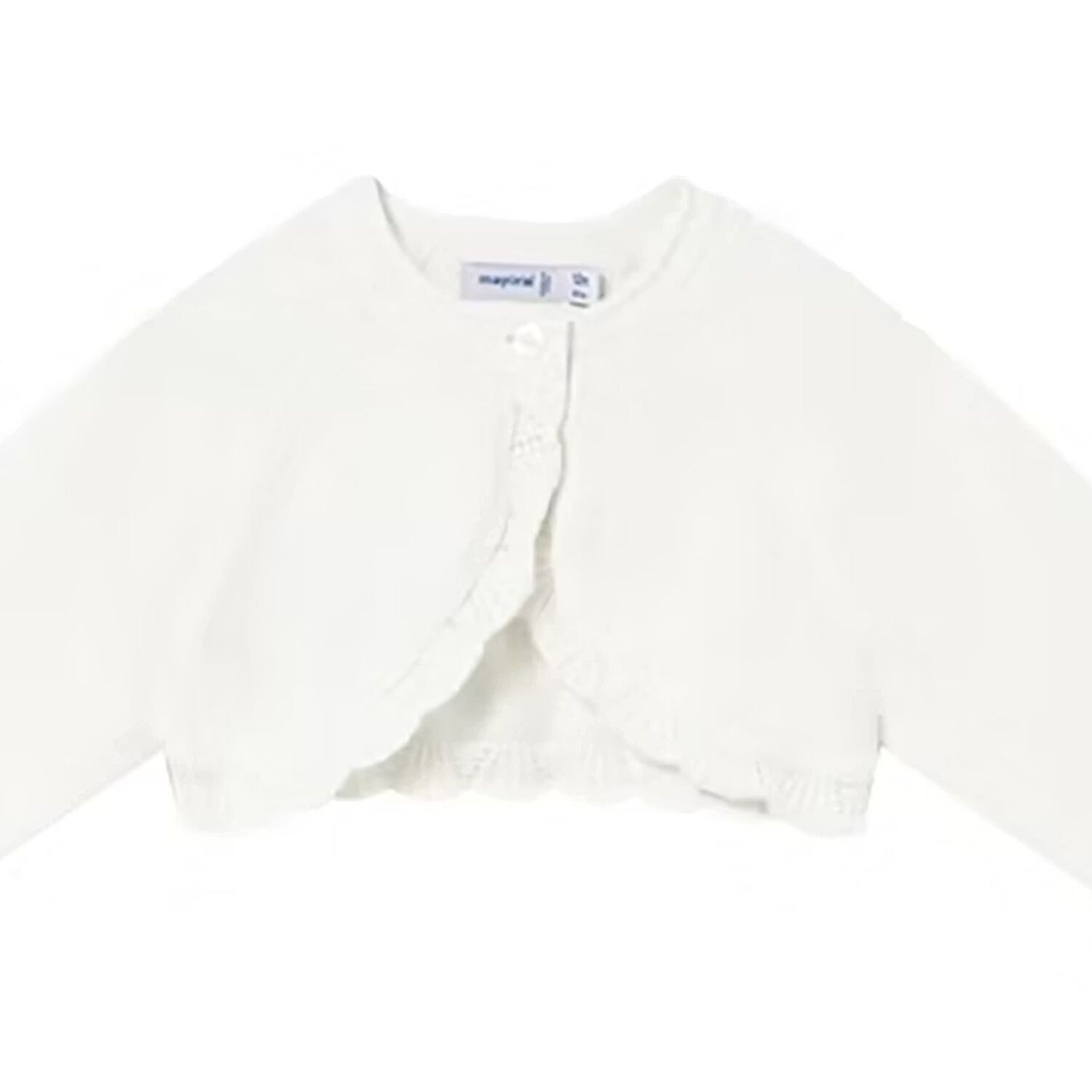 Younger Girls White Knitted Cardigan, 4, hi-res image number null