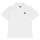 Boys White Logo Polo Shirt, 1, hi-res