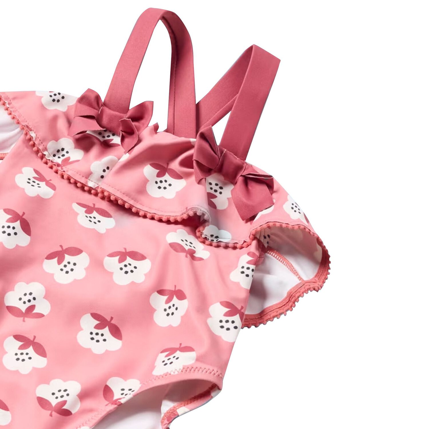 Younger Girls Pink Floral Swimsuit, 2, hi-res