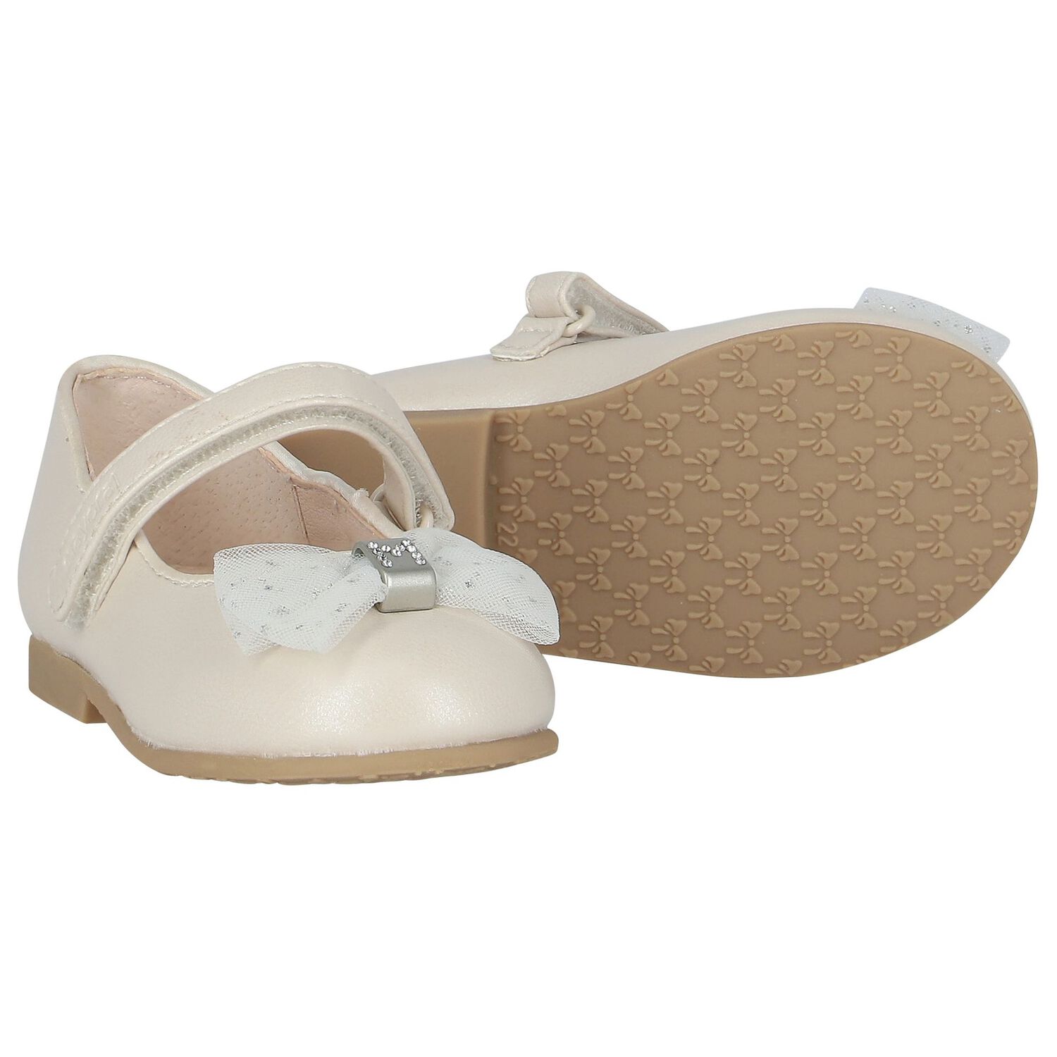 Younger Girls Ivory Bow Shoes, 3, hi-res image number null