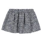 Younger Girls Navy Blue Tweed Knit Skirt Set, 2, hi-res
