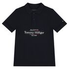 Boys Navy Blue Logo Polo Shirt, 1, hi-res