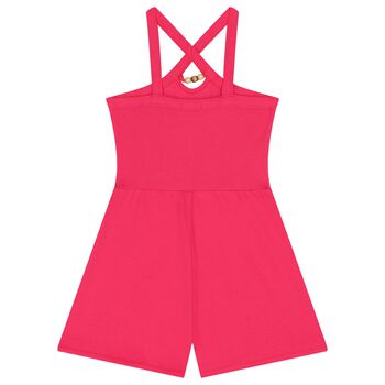Girls Pink Criss Cross Strap Playsuit