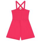 Girls Pink Criss Cross Strap Playsuit, 3, hi-res