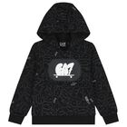 Boys Black Logo Hooded Top, 1, hi-res
