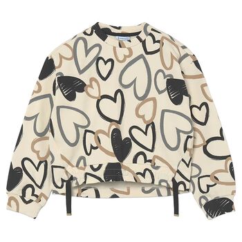 Girls Ivory Heart Sweatshirt