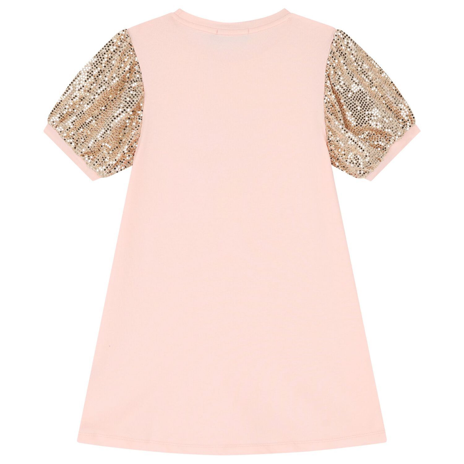 فستان بنات بالشعار باللون الوردي والذهبي , 2, hi-res image number null