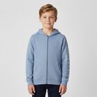 Boys Blue Logo Hooded Zip Up Top, 1, hi-res