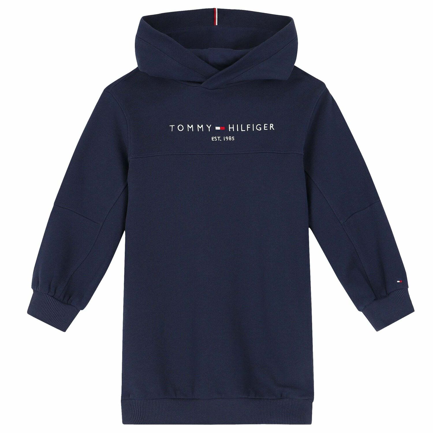 فستان هودى بالشعار باللون الكحلى, 1, hi-res