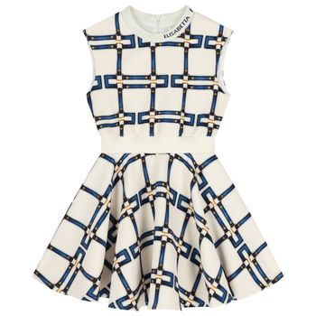 Girls Ivory Logo Sleeveless Dress