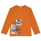 Boys Orange Long Sleeve Top, 1, hi-res