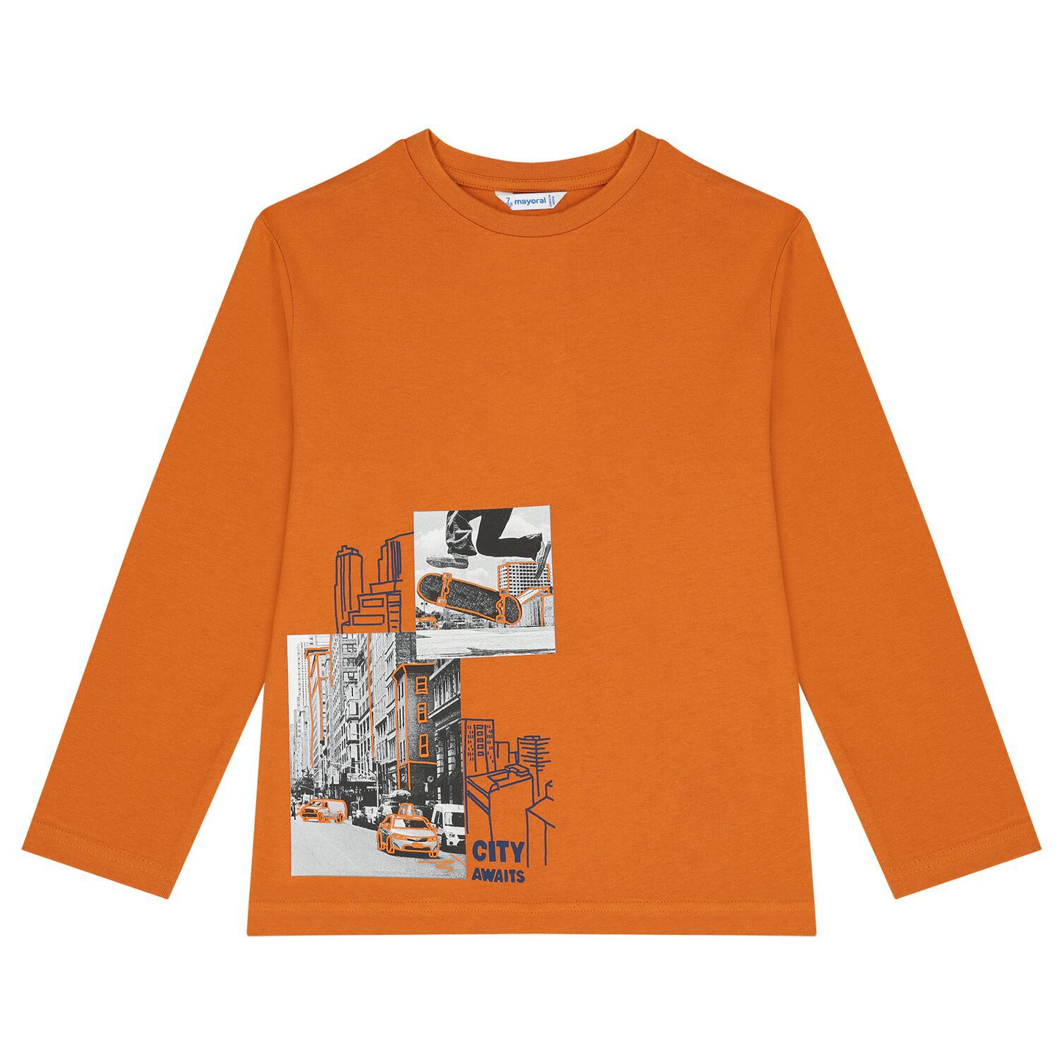 Boys Orange Long Sleeve Top, 1, hi-res image number null