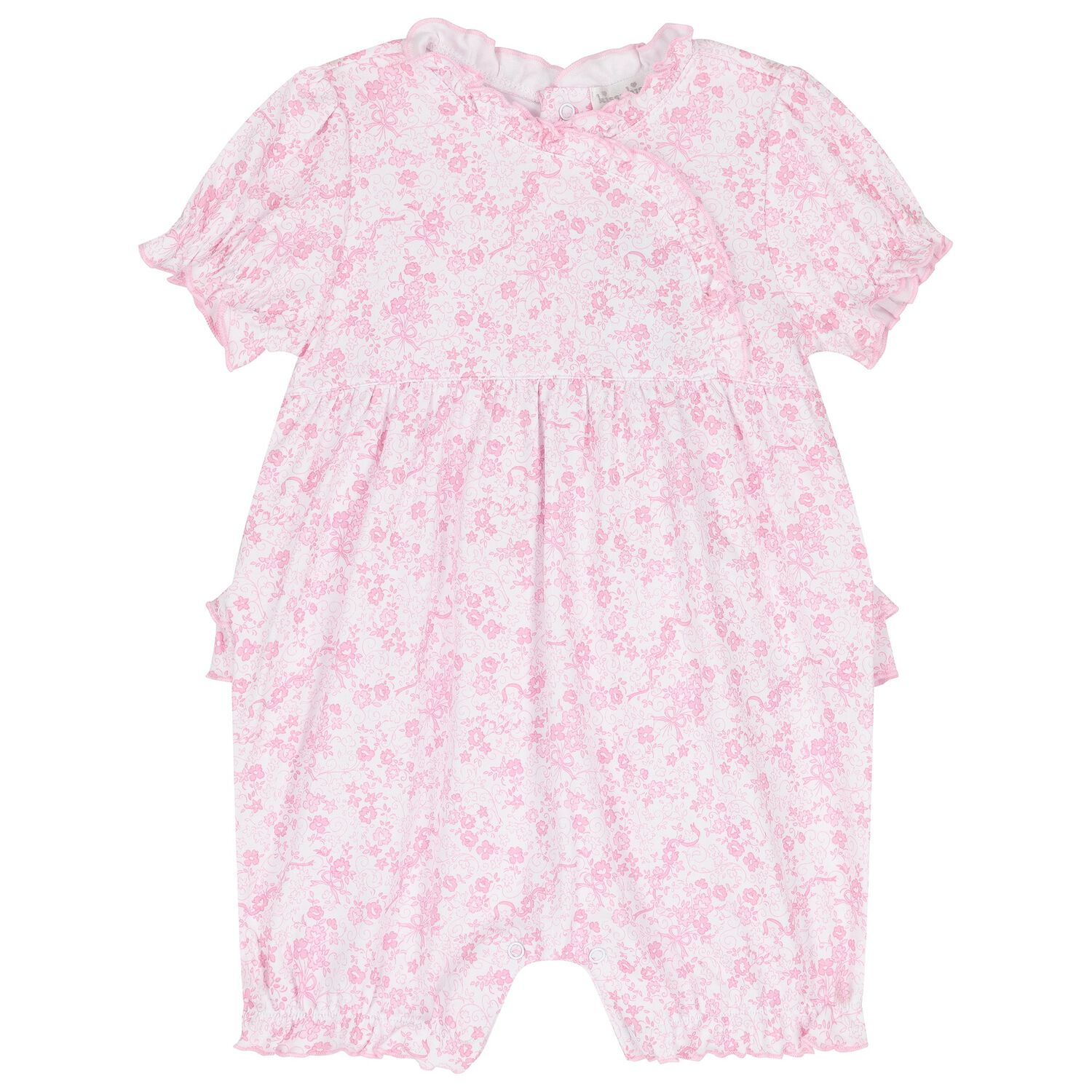 Baby Girls White & Pink Old English Roses Babygrow, 1, hi-res image number null