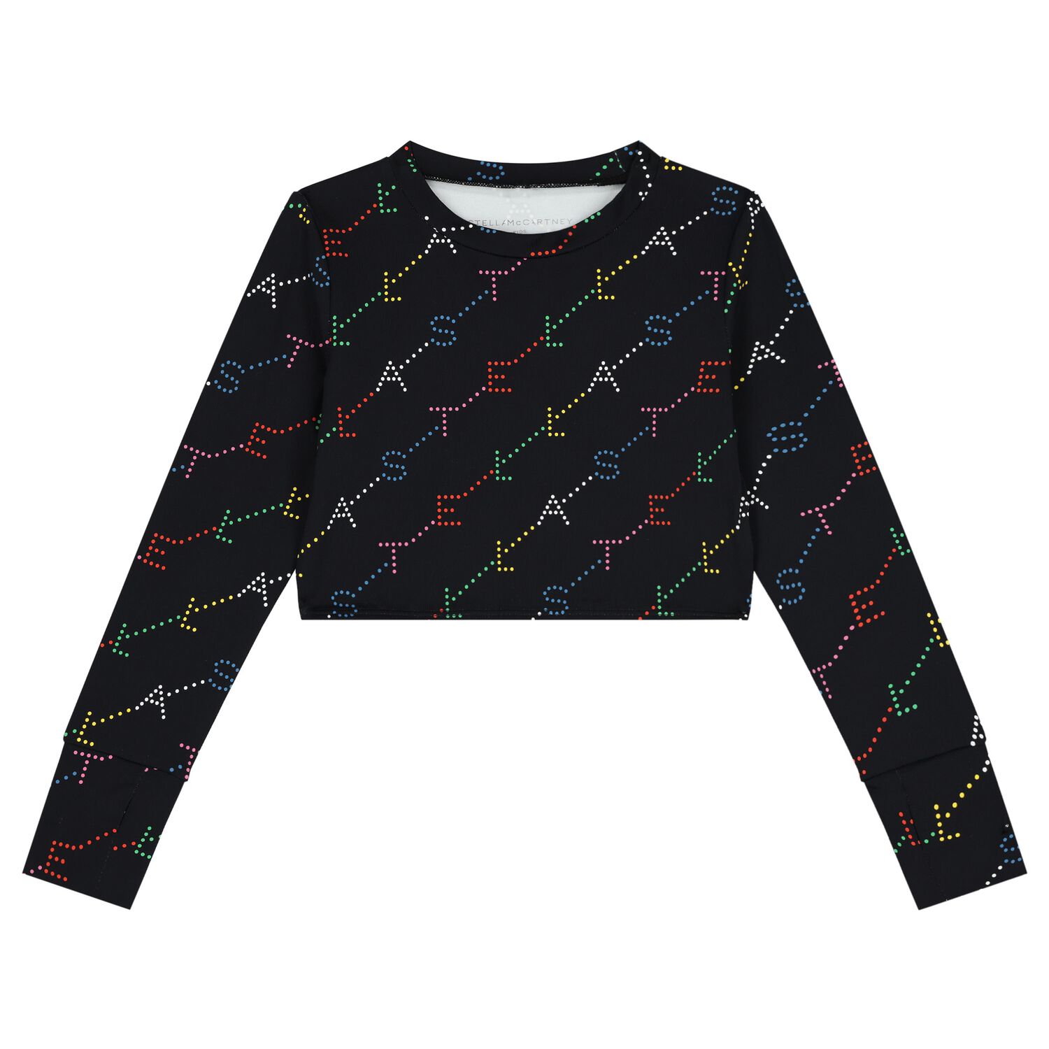 Girls Black Logo Long Sleeve Top, 1, hi-res image number null