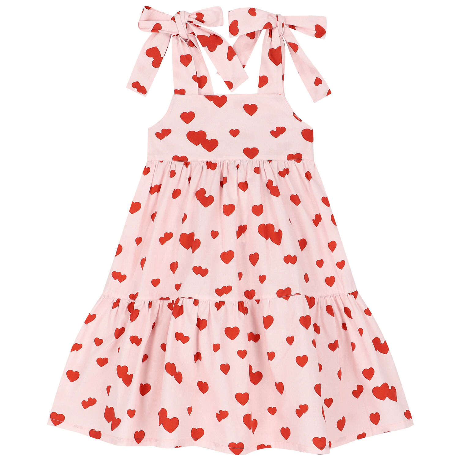 Girls Pink & Red Hearts Dress, 1, hi-res