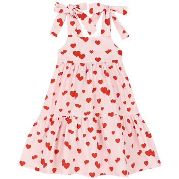 Girls Pink & Red Hearts Dress