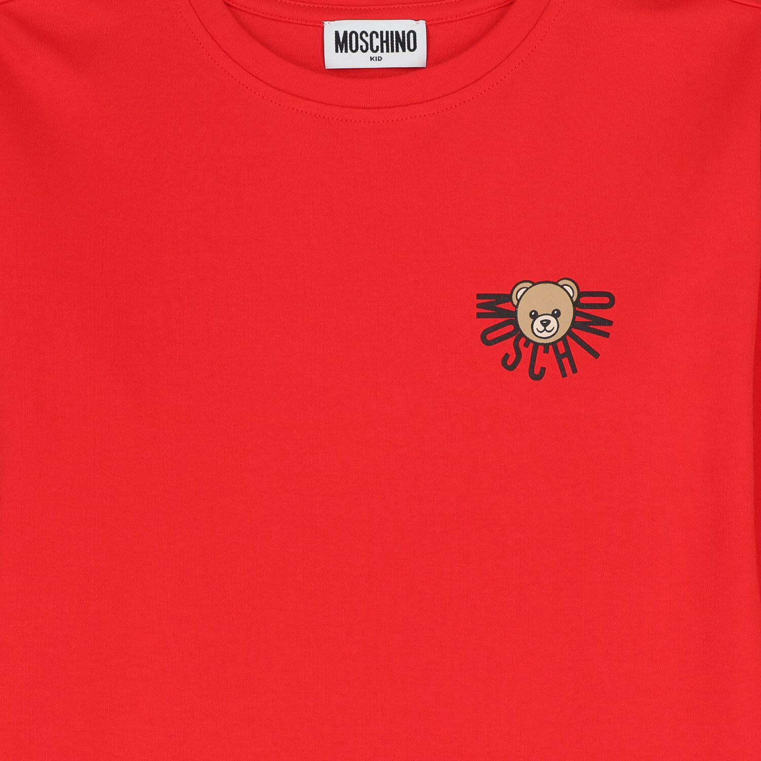 Girls Red Teddy Bear Logo Dress, 1, hi-res