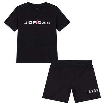 Boys Black Logo Shorts Set