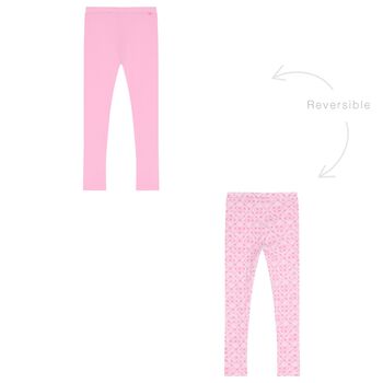 ليجينز بنات بالشعار قابل للعكس باللون الوردى 