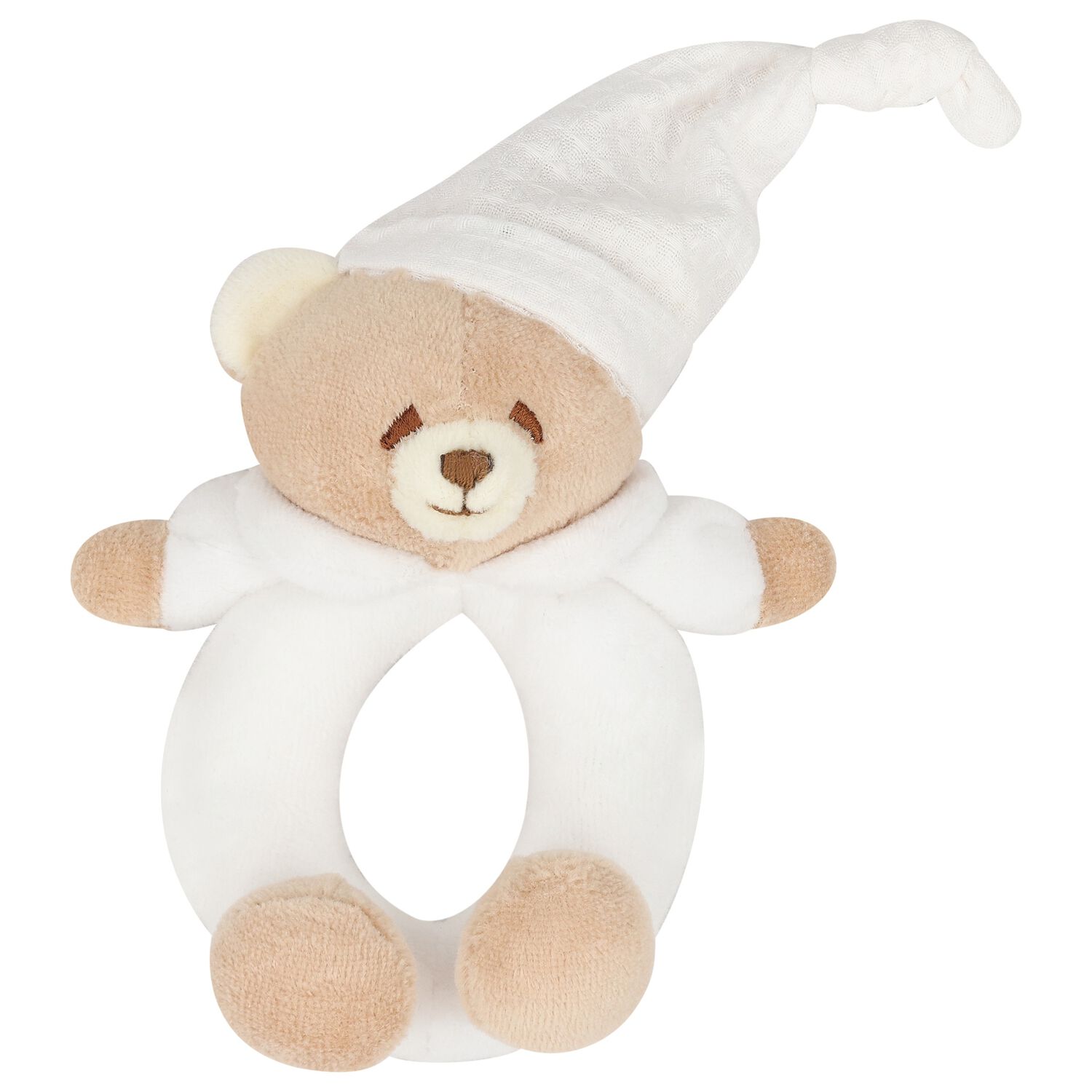 White & Beige Bear Rattle Toy ( 15cm ), 1, hi-res
