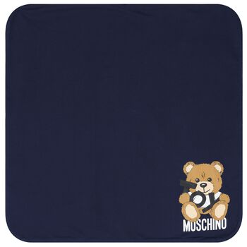 Navy Blue Teddy Bear Logo Baby Blanket