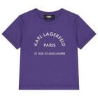 تيشيرت بنات بالشعار باللون الأرجواني, 3, hi-res