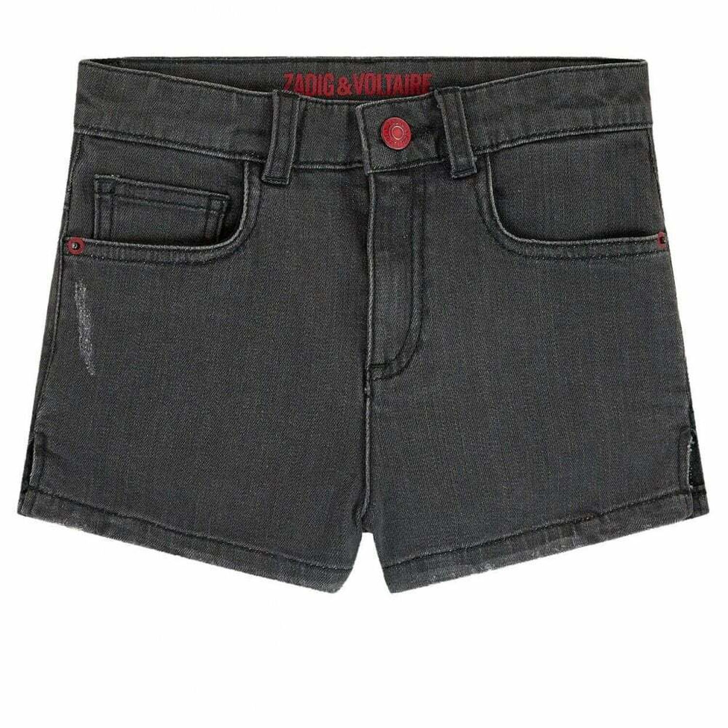 Girls Black Logo Denim Shorts, 1, hi-res image number null