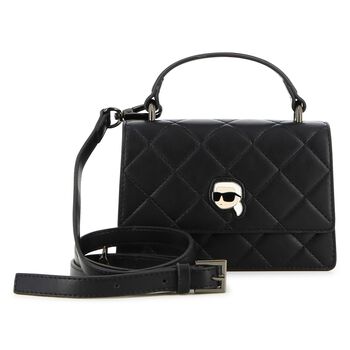 Girls Black Ikonik Karl Quilted Handbag ( 18cm )
