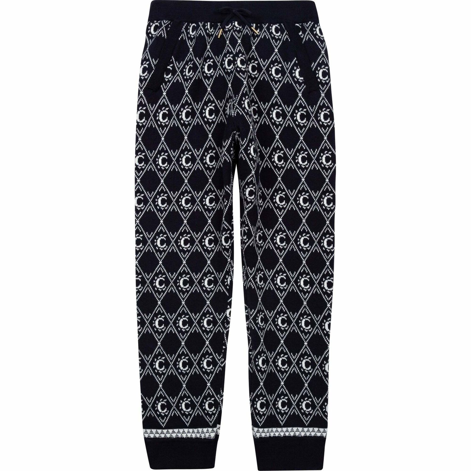 Girls Blue Knitted Mini Me Logo Trousers, 1, hi-res image number null