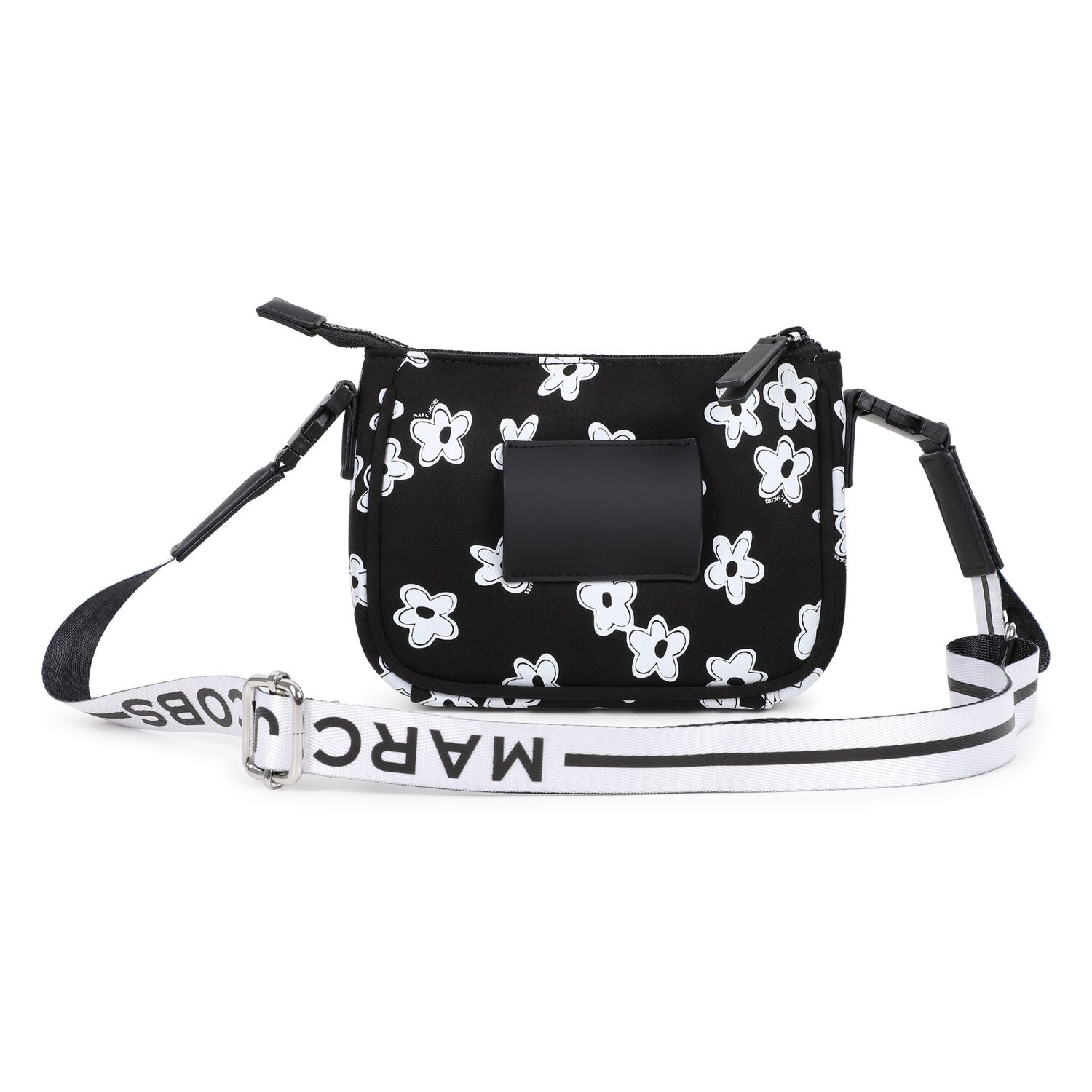 Girls Black Flower Logo Handbag, 1, hi-res