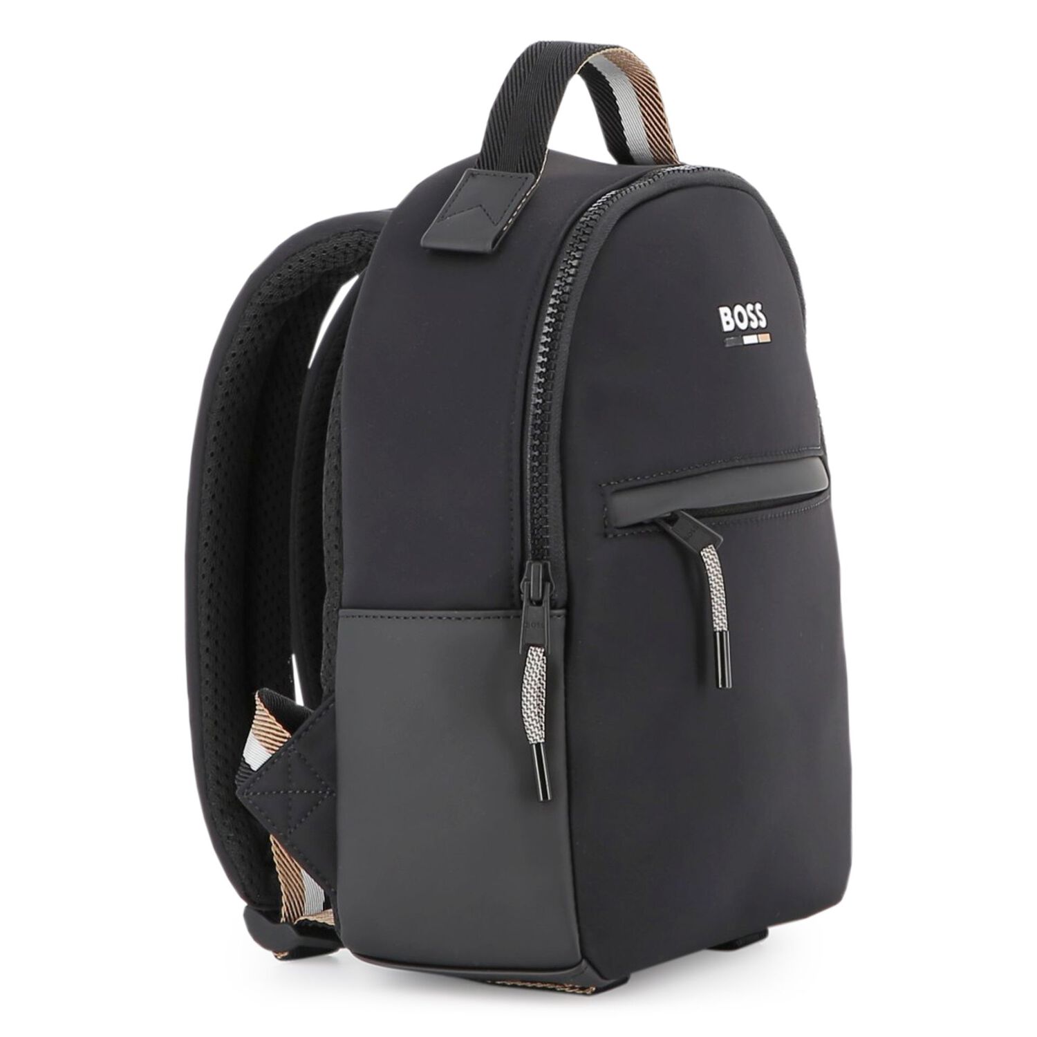 Black Faux Leather Backpack, 1, hi-res