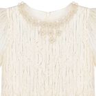 فستان جاكار من الأورجانزا باللون العاجي والذهبي للبنات, 1, hi-res