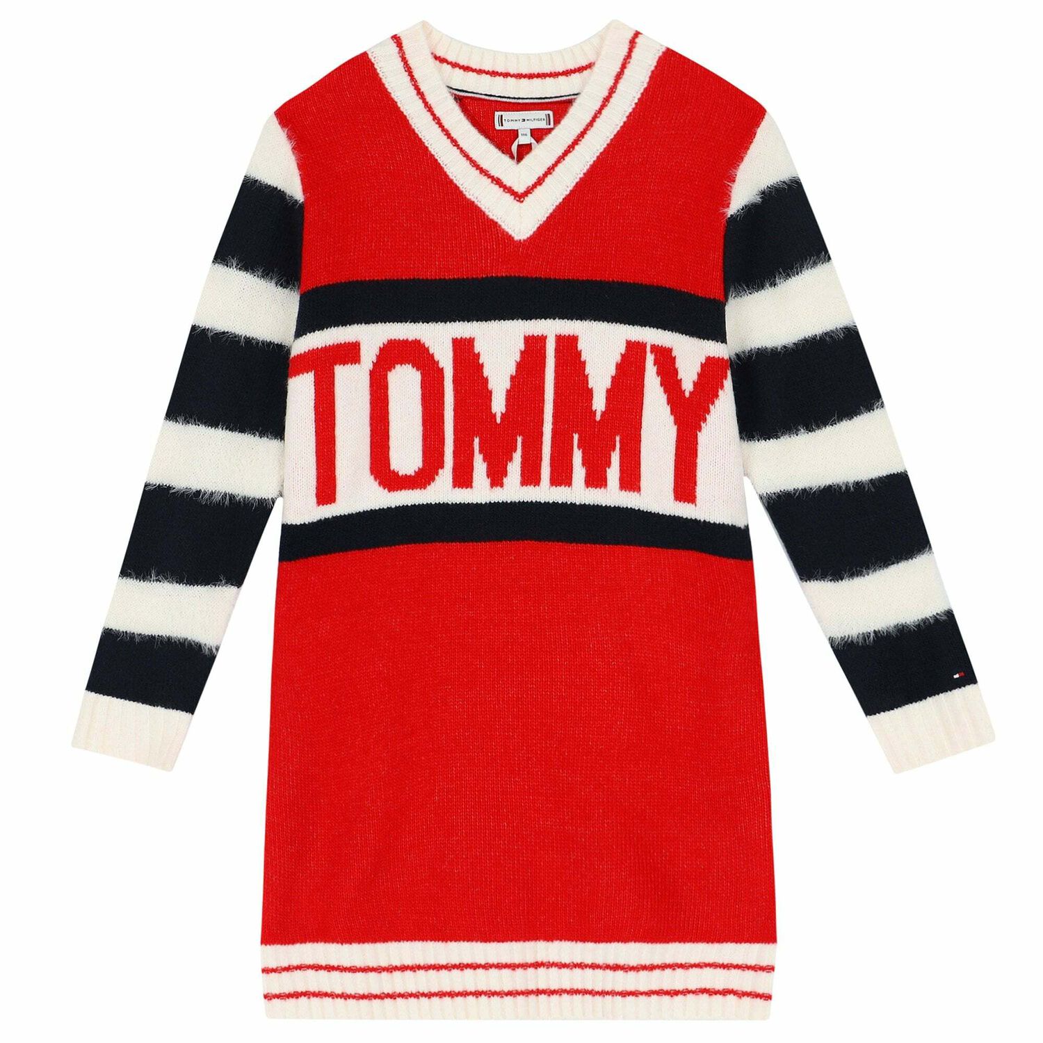 Girl Red Knitted Dress, 1, hi-res