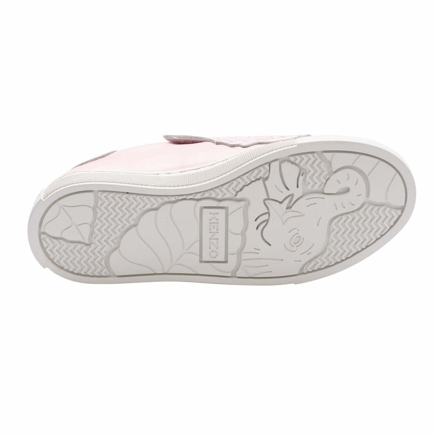 Girls Pink Leather Tiger Trainers, 1, hi-res