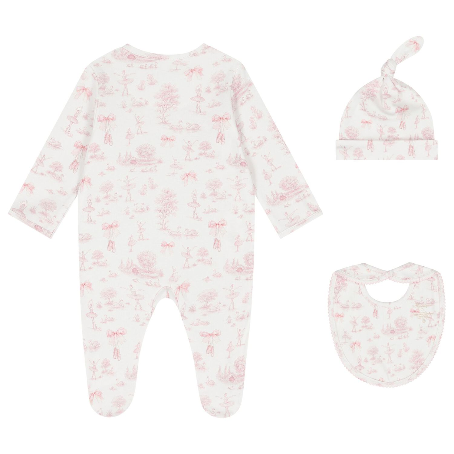 Baby Girls White & Pink Swan Babygrow Gift Set , 1, hi-res