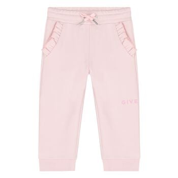 بنطلون رياضي بالشعار باللون الوردي للبنات